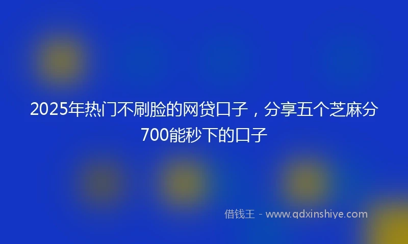 2025年热门不刷脸的网贷口子，分享五个芝麻分700能秒下的口子