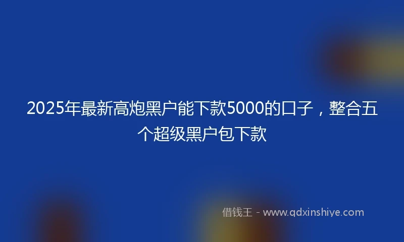 2025年最新高炮黑户能下款5000的口子，整合五个超级黑户包下款