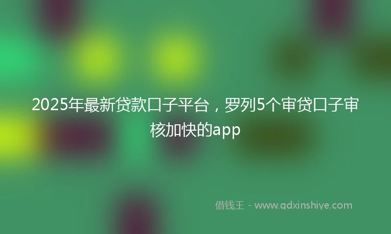 2025年最新贷款口子平台，罗列5个审贷口子审核加快的app