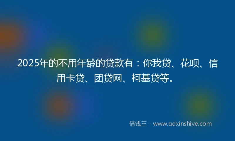 2025年的不用年龄的贷款有：你我贷、花呗、信用卡贷、团贷网、柯基贷等。