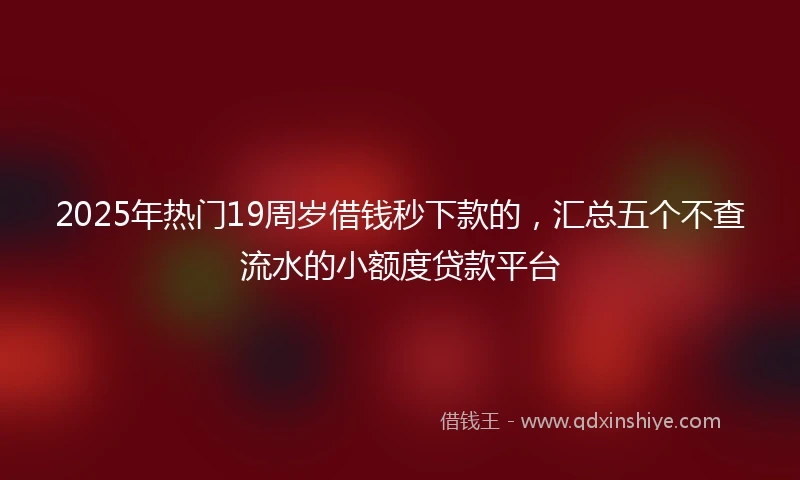 2025年热门19周岁借钱秒下款的，汇总五个不查流水的小额度贷款平台