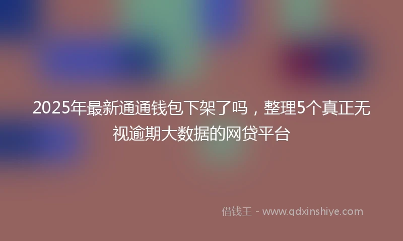2025年最新通通钱包下架了吗，整理5个真正无视逾期大数据的网贷平台