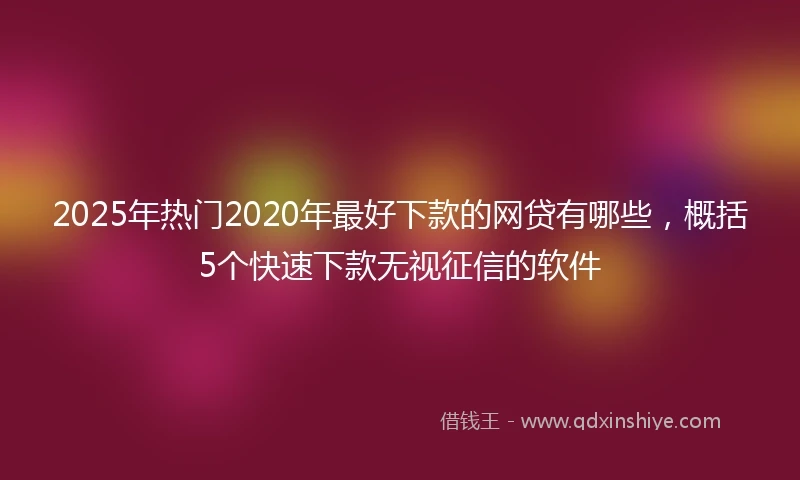 2025年热门2020年最好下款的网贷有哪些，概括5个快速下款无视征信的软件