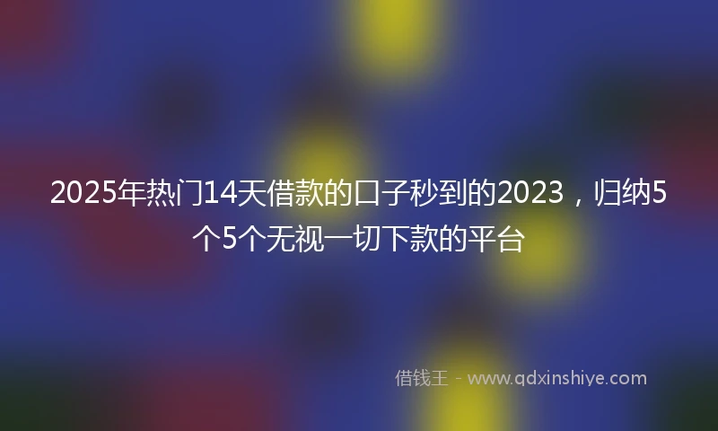 2025年热门14天借款的口子秒到的2023，归纳5个5个无视一切下款的平台