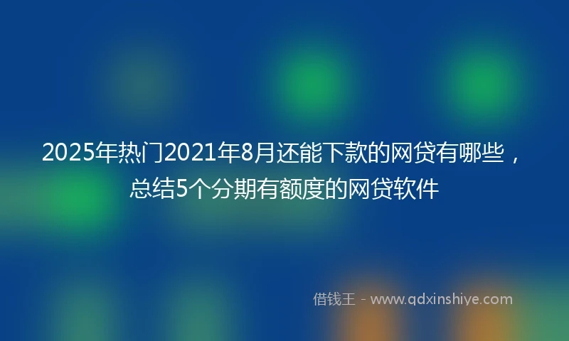 2025年热门2021年8月还能下款的网贷有哪些，总结5个分期有额度的网贷软件