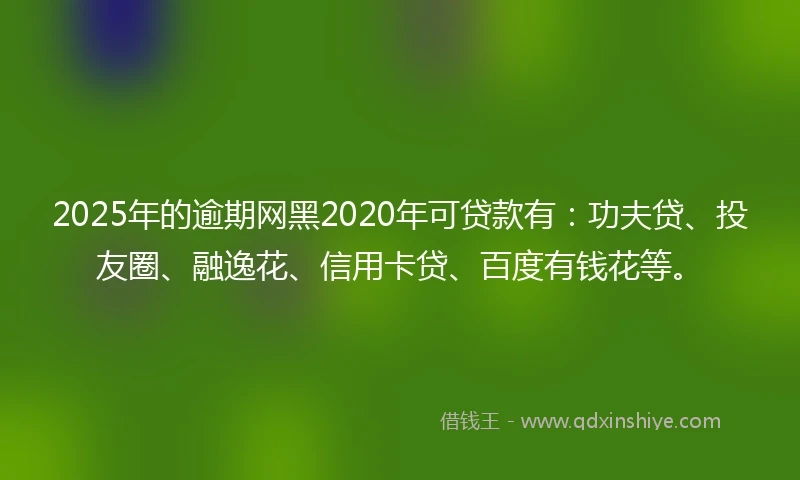 2025年的逾期网黑2020年可贷款有：功夫贷、投友圈、融逸花、信用卡贷、百度有钱花等。