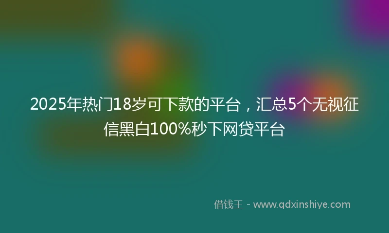 2025年热门18岁可下款的平台，汇总5个无视征信黑白100%秒下网贷平台