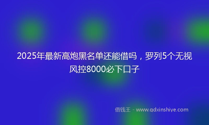 2025年最新高炮黑名单还能借吗，罗列5个无视风控8000必下口子
