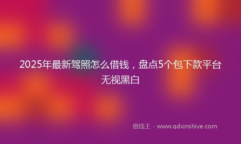 2025年最新驾照怎么借钱，盘点5个包下款平台无视黑白