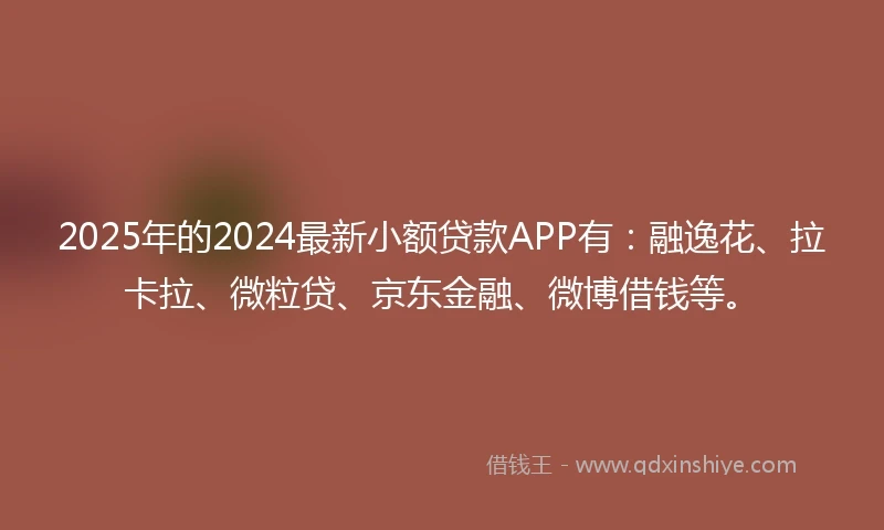 2025年的2024最新小额贷款APP有：融逸花、拉卡拉、微粒贷、京东金融、微博借钱等。