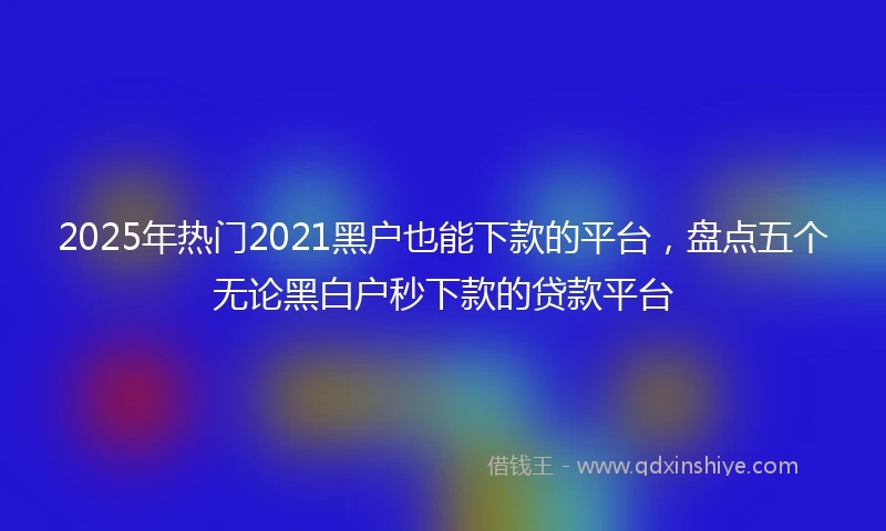 2025年热门2021黑户也能下款的平台，盘点五个无论黑白户秒下款的贷款平台