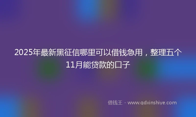 2025年最新黑征信哪里可以借钱急用，整理五个11月能贷款的口子