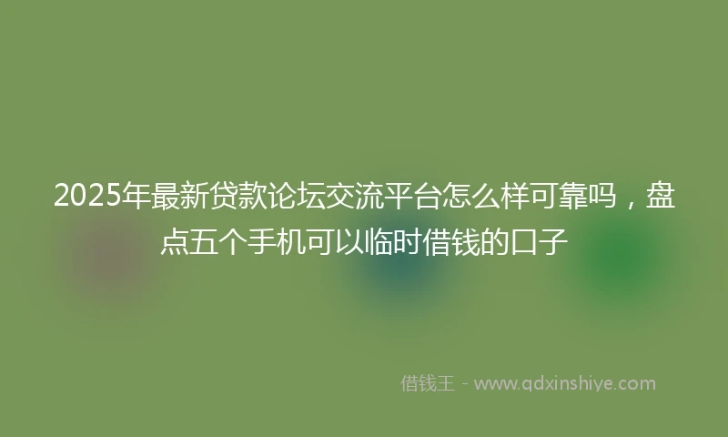 2025年最新贷款论坛交流平台怎么样可靠吗，盘点五个手机可以临时借钱的口子