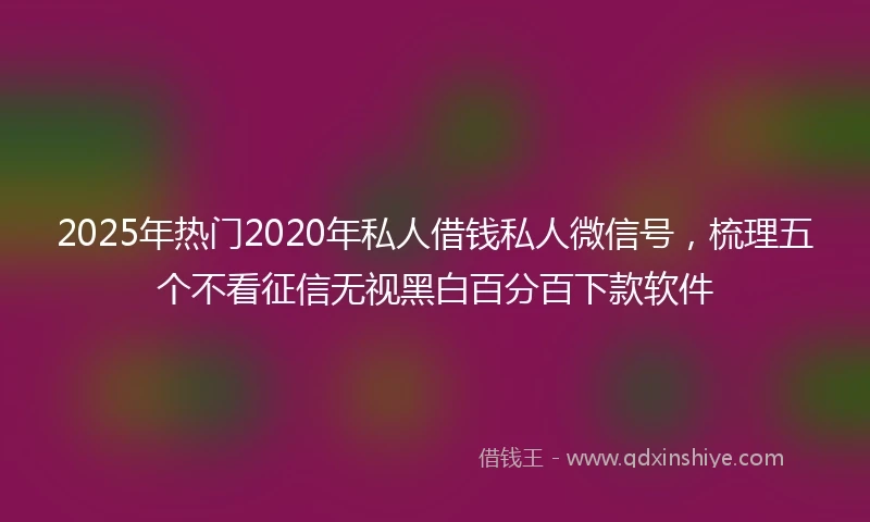 2025年热门2020年私人借钱私人微信号，梳理五个不看征信无视黑白百分百下款软件
