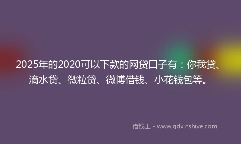 2025年的2020可以下款的网贷口子有：你我贷、滴水贷、微粒贷、微博借钱、小花钱包等。