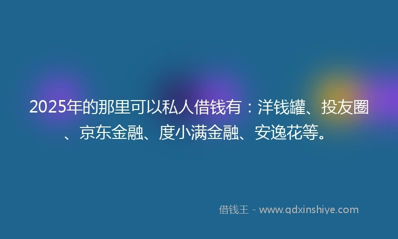 2025年的那里可以私人借钱有：洋钱罐、投友圈、京东金融、度小满金融、安逸花等。