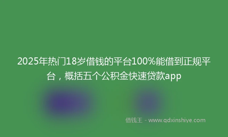 2025年热门18岁借钱的平台100%能借到正规平台，概括五个公积金快速贷款app