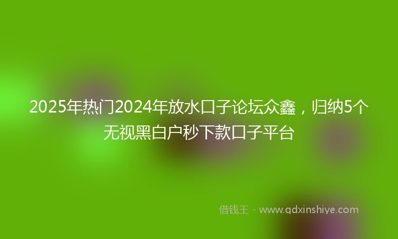 2025年热门2024年放水口子论坛众鑫，归纳5个无视黑白户秒下款口子平台
