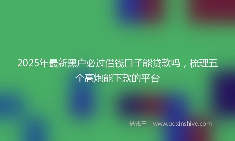2025年最新黑户必过借钱口子能贷款吗，梳理五个高炮能下款的平台