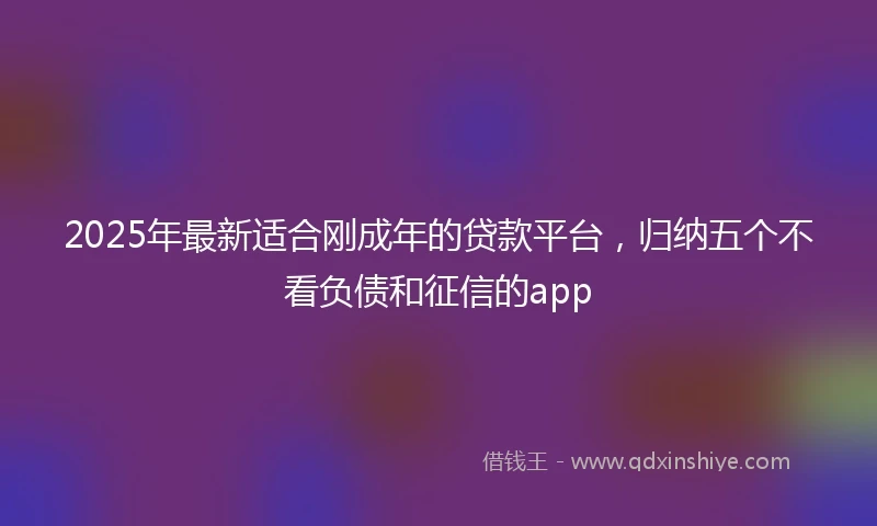 2025年最新适合刚成年的贷款平台，归纳五个不看负债和征信的app