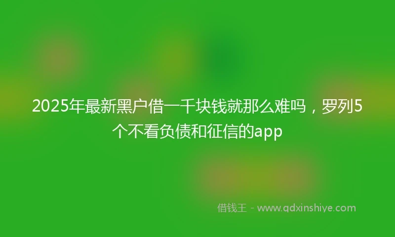 2025年最新黑户借一千块钱就那么难吗，罗列5个不看负债和征信的app