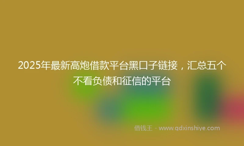 2025年最新高炮借款平台黑口子链接，汇总五个不看负债和征信的平台