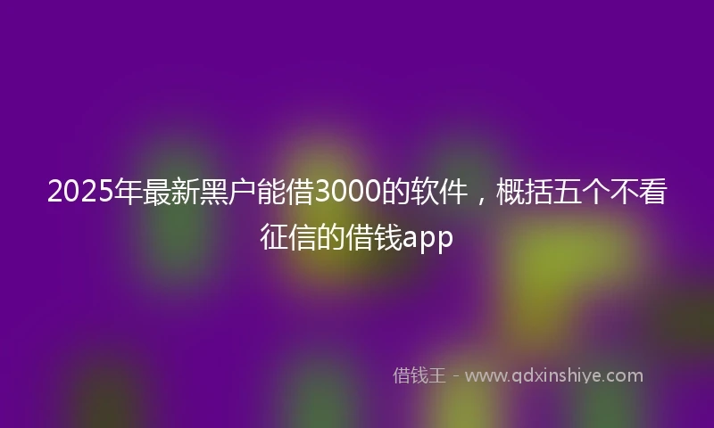 2025年最新黑户能借3000的软件，概括五个不看征信的借钱app