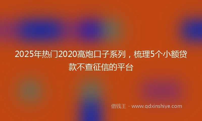 2025年热门2020高炮口子系列，梳理5个小额贷款不查征信的平台