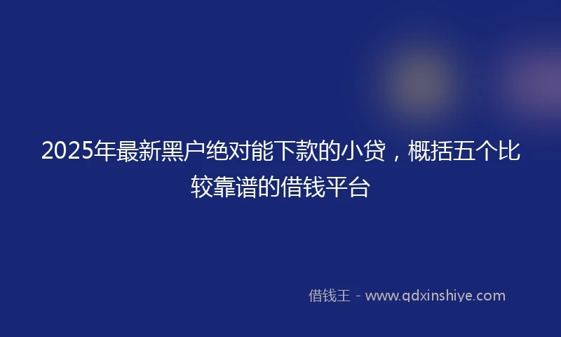 2025年最新黑户绝对能下款的小贷，概括五个比较靠谱的借钱平台