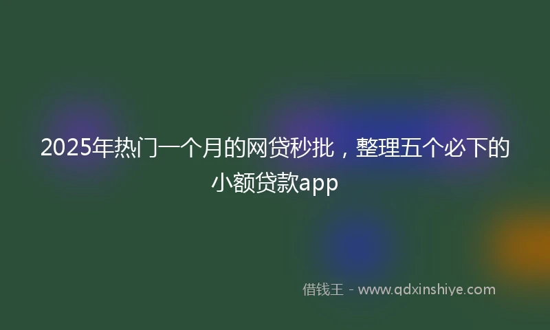 2025年热门一个月的网贷秒批，整理五个必下的小额贷款app