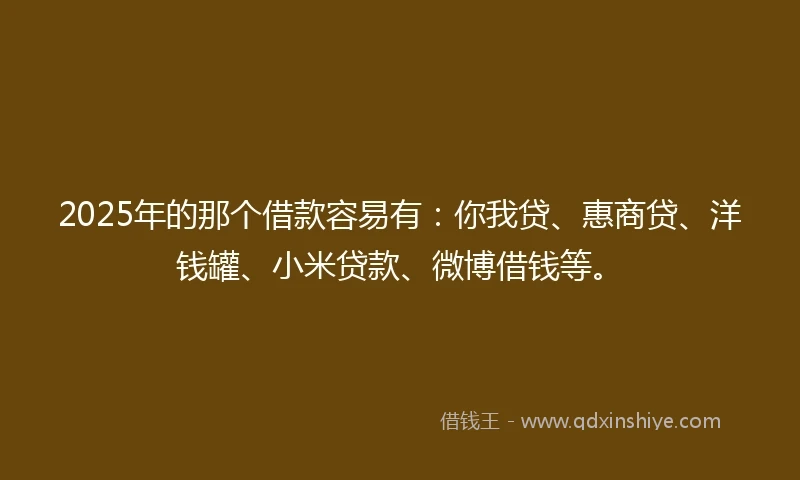2025年的那个借款容易有：你我贷、惠商贷、洋钱罐、小米贷款、微博借钱等。