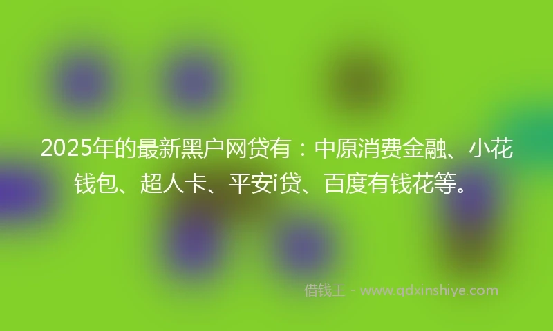 2025年的最新黑户网贷有：中原消费金融、小花钱包、超人卡、平安i贷、百度有钱花等。