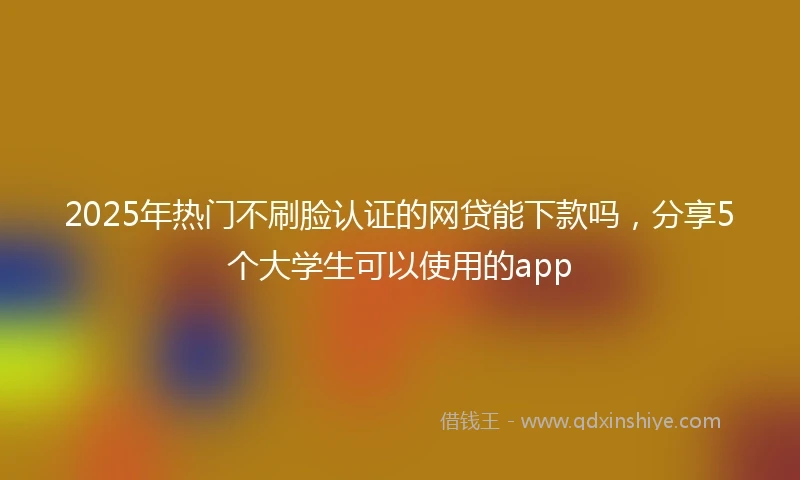 2025年热门不刷脸认证的网贷能下款吗，分享5个大学生可以使用的app