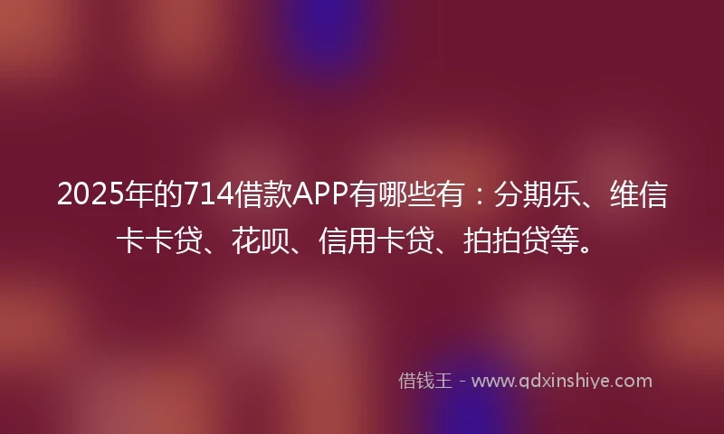 2025年的714借款APP有哪些有：分期乐、维信卡卡贷、花呗、信用卡贷、拍拍贷等。