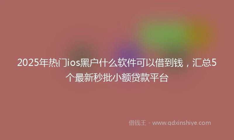 2025年热门ios黑户什么软件可以借到钱，汇总5个最新秒批小额贷款平台