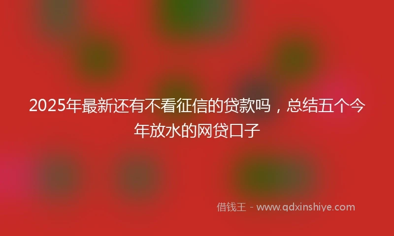 2025年最新还有不看征信的贷款吗，总结五个今年放水的网贷口子