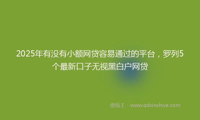 2025年有没有小额网贷容易通过的平台，罗列5个最新口子无视黑白户网贷