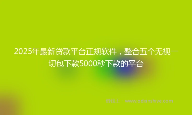 2025年最新贷款平台正规软件，整合五个无视一切包下款5000秒下款的平台