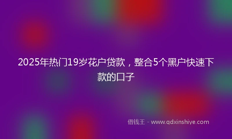 2025年热门19岁花户贷款，整合5个黑户快速下款的口子