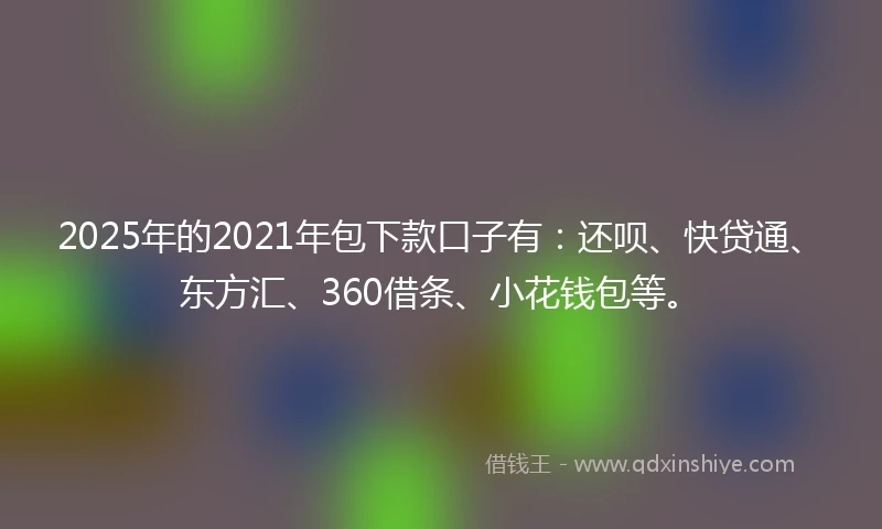 2025年的2021年包下款口子有：还呗、快贷通、东方汇、360借条、小花钱包等。
