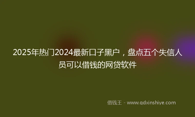 2025年热门2024最新口子黑户，盘点五个失信人员可以借钱的网贷软件