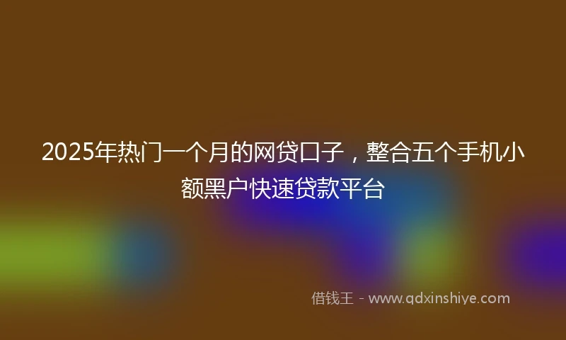 2025年热门一个月的网贷口子，整合五个手机小额黑户快速贷款平台