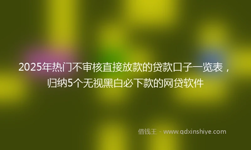2025年热门不审核直接放款的贷款口子一览表，归纳5个无视黑白必下款的网贷软件