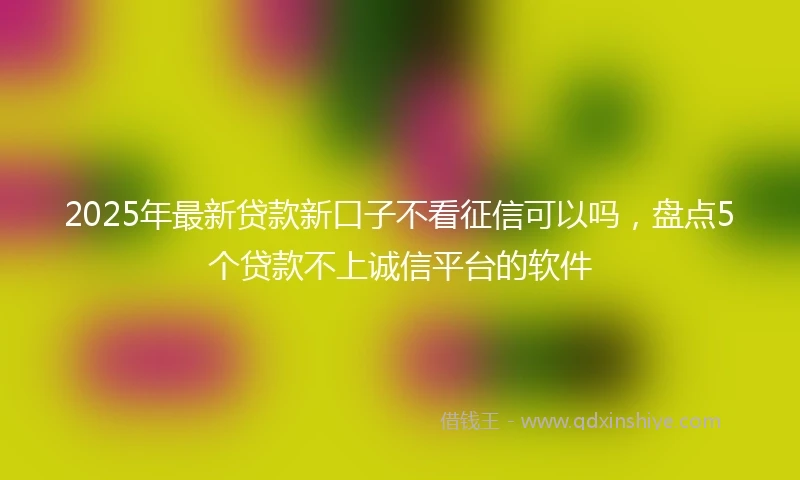 2025年最新贷款新口子不看征信可以吗，盘点5个贷款不上诚信平台的软件