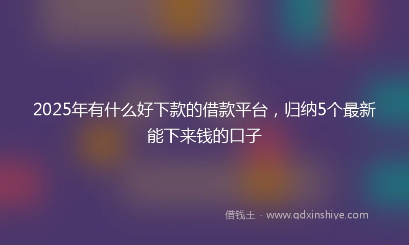 2025年有什么好下款的借款平台，归纳5个最新能下来钱的口子