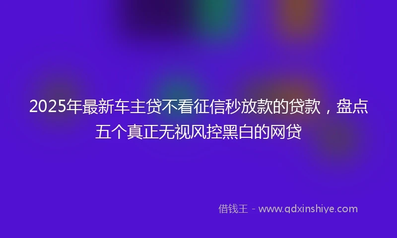 2025年最新车主贷不看征信秒放款的贷款，盘点五个真正无视风控黑白的网贷