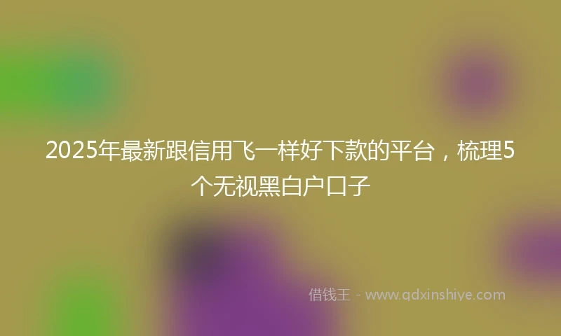 2025年最新跟信用飞一样好下款的平台，梳理5个无视黑白户口子