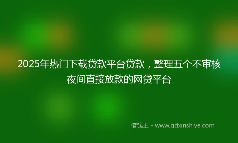 2025年热门下载贷款平台贷款，整理五个不审核夜间直接放款的网贷平台