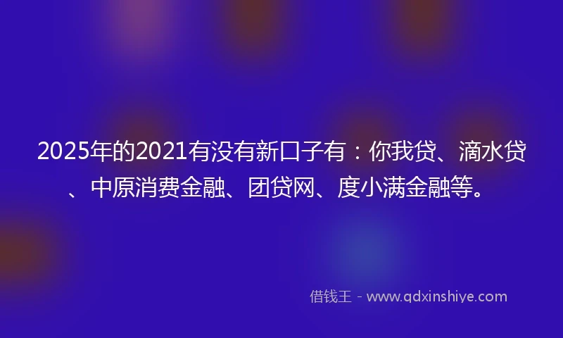 2025年的2021有没有新口子有：你我贷、滴水贷、中原消费金融、团贷网、度小满金融等。