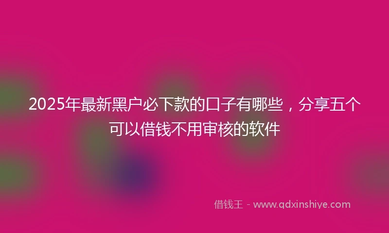 2025年最新黑户必下款的口子有哪些，分享五个可以借钱不用审核的软件